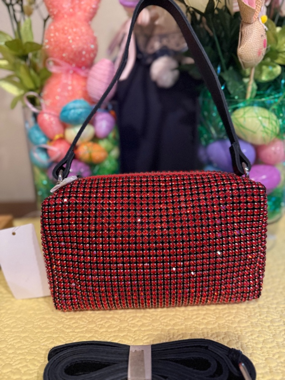 ✨ Red Rhinestone Shoulder / Crossbody Bag – Sparkly Statement Piece ✨